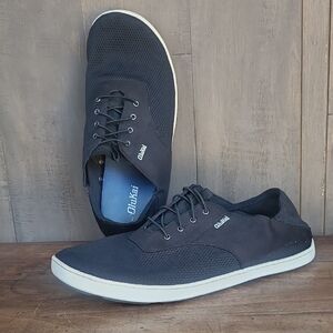 OluKai Nohea Moku Sneaker Men's sz 11.5 Black Mesh/Solid Lace Up Boat Shoes